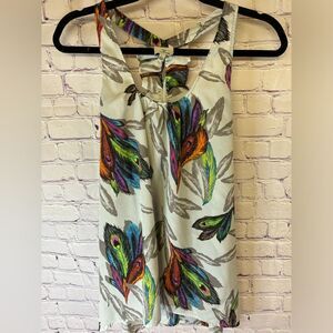 Hot & Delicious Y2K Whimsigoth Stevie Peacock Feather Ruffled T-strap Back Top L